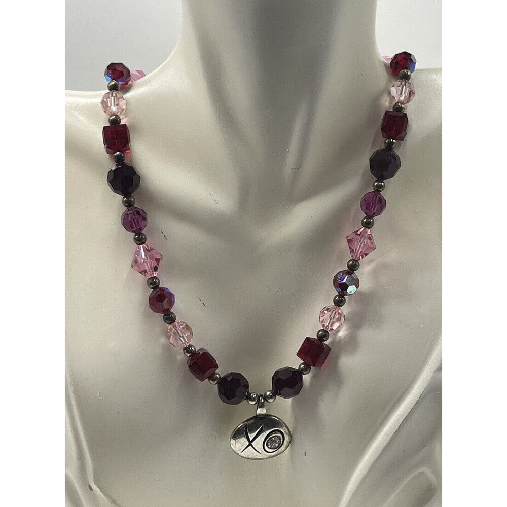Emily Ray Swarovski Crystal Sterling Silver XO Pendant Necklace